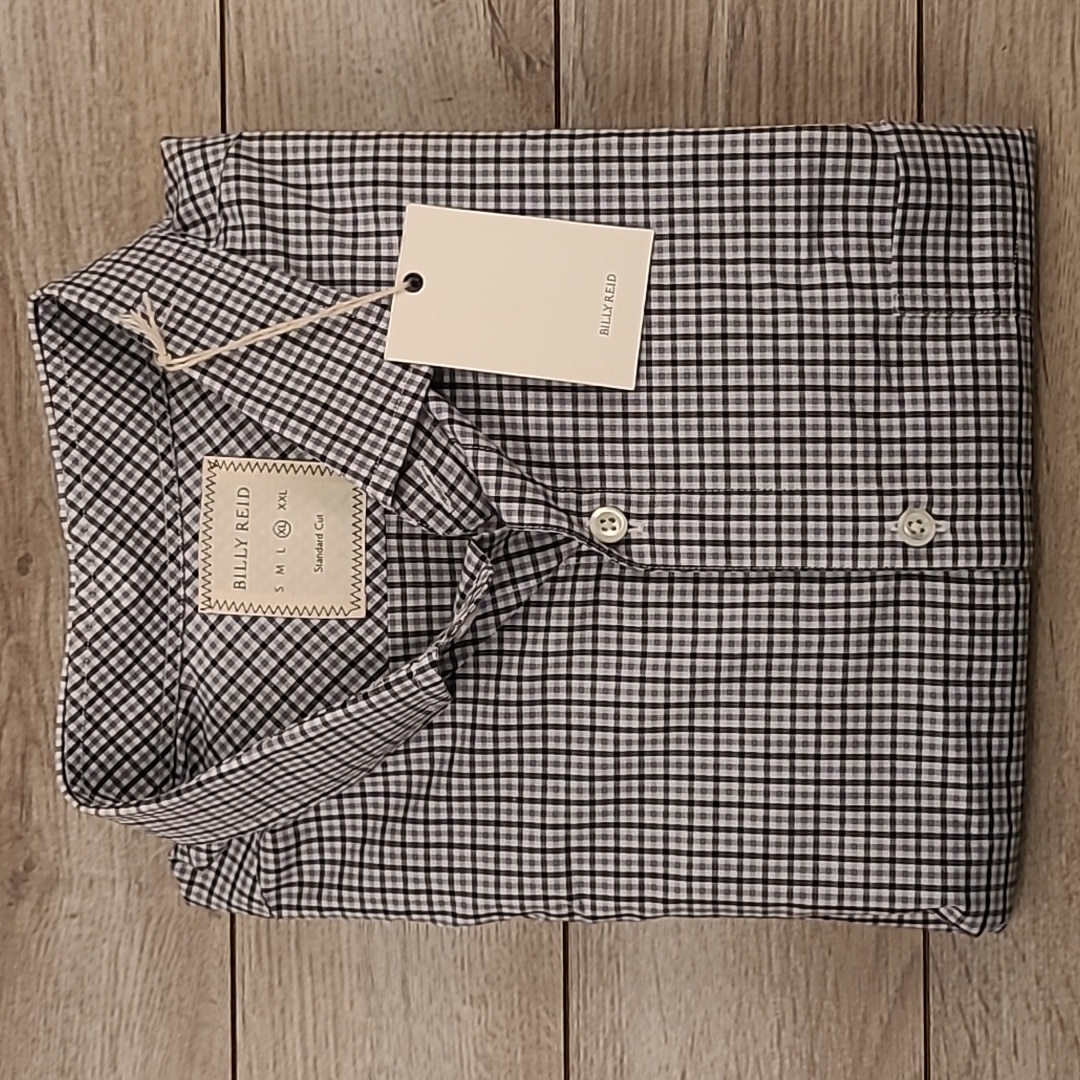 Billy Reid John T Grey White Plaid Cotton Xl Standard Cut Long Sleeve Shirt New